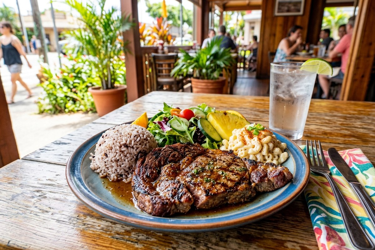 香ばしく焼き上げられたリブアイステーキと選べる雑穀米のプレート（パイオニア・サルーンのイメージ）